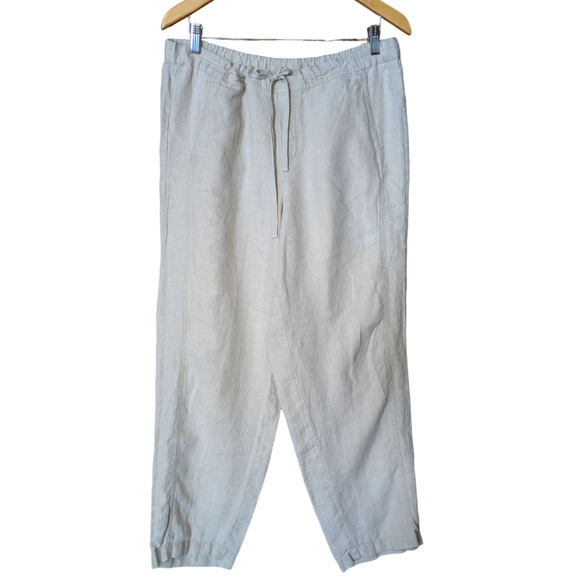 J. Jill Pants - J. Jill Love Linen Tan 100% Linen Drawstring Waist Pants Size Large